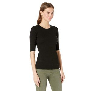 Michael Stars Below Sleeve Black Cotton Top